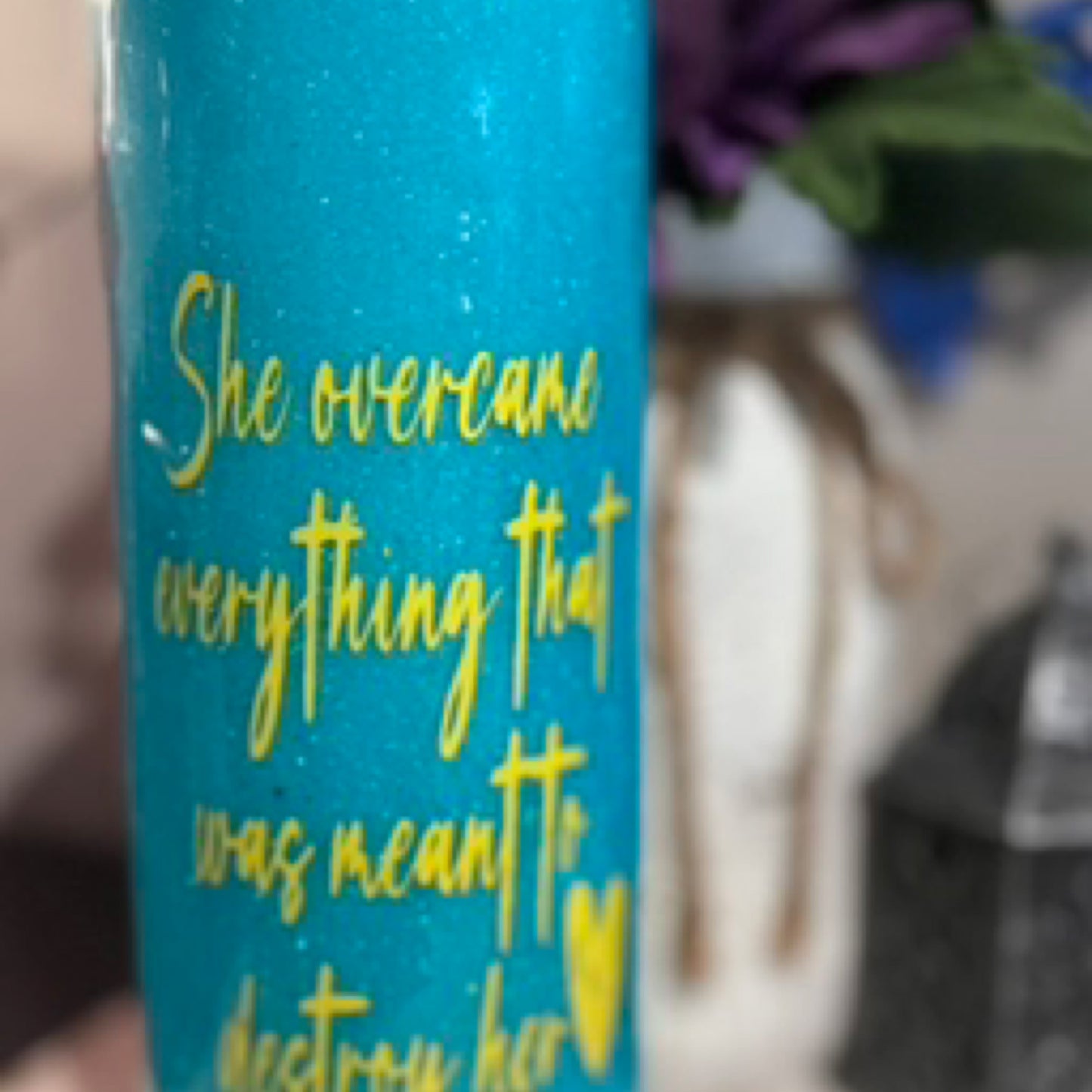 8 Teal glitter tumbler